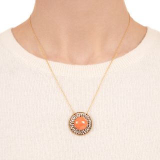 Victorian Coral Seed with Pearl Halo Pendant
