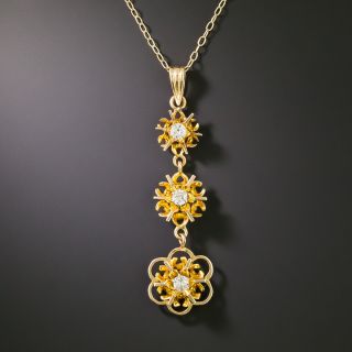 Victorian Dangle Diamond Snowflake Necklace - 2