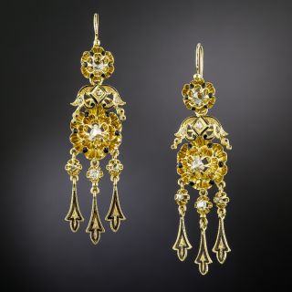 Victorian Day & Night Diamond and Enamel Drop Earrings - 2