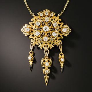 Victorian Diamond and Enamel Dangle Pendant  - 3