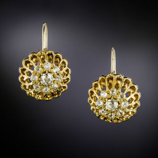 Victorian Diamond and Enamel Domed Cluster Earrings - 2