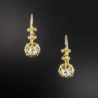 Victorian Diamond and Enamel Drop Earrings - 2