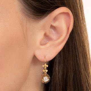 Victorian Diamond and Enamel Drop Earrings