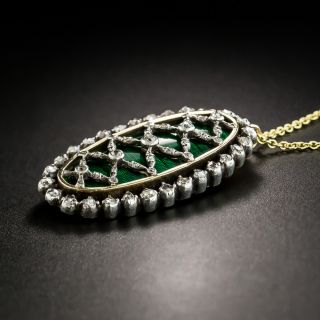 Victorian Diamond and Green Enamel Pendant
