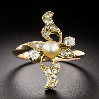 Victorian Diamond and Natural Pearl Ring - 2