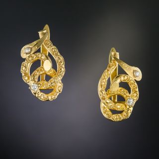 Victorian Diamond and Pearl Earrings  - 2