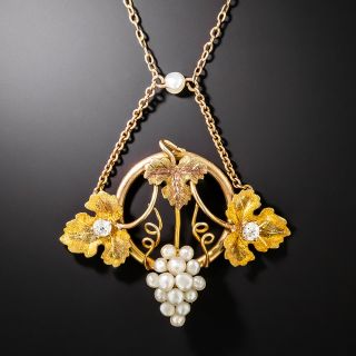 Victorian Diamond And Pearl Grapevine Necklace - 2