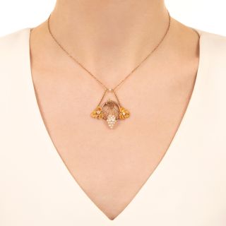Victorian Diamond And Pearl Grapevine Necklace