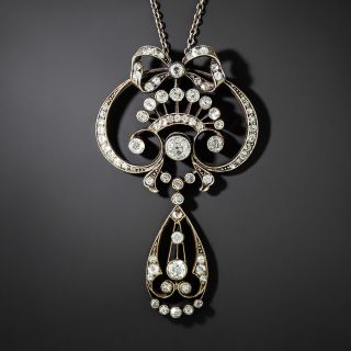 Victorian Diamond Bow and Scroll Necklace - 2