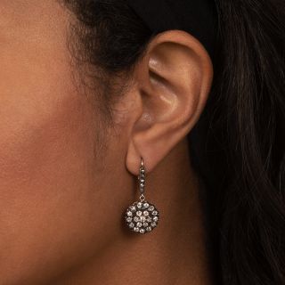 Victorian Diamond Cluster Dangle Earrings 
