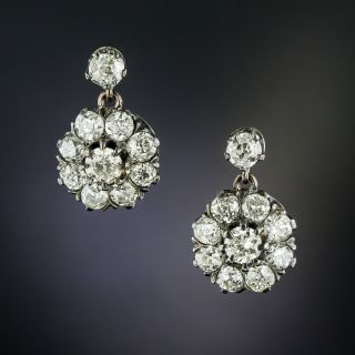 Victorian Diamond Cluster Dangle Earrings - 3