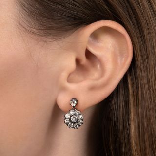 Victorian Diamond Cluster Dangle Earrings