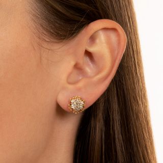Victorian Diamond Cluster Stud Earrings