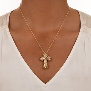 Victorian Diamond Cross Pendant/Pin
