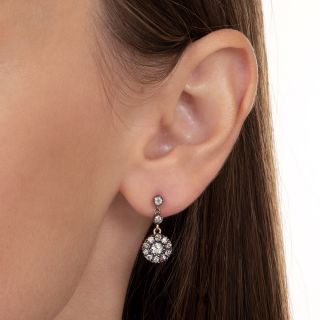 Victorian Diamond Dangle Cluster Earrings