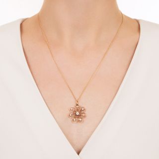 Victorian Diamond Floral Swirl Necklace