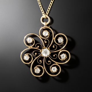 Victorian Diamond Floral Swirl Necklace - 2