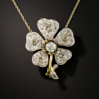Victorian Diamond Flower Brooch/Pendant - 5