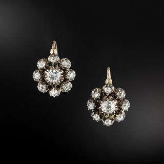 Victorian Diamond Flower Cluster Earrings - 2
