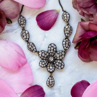 Victorian Diamond Flower Petal Necklace