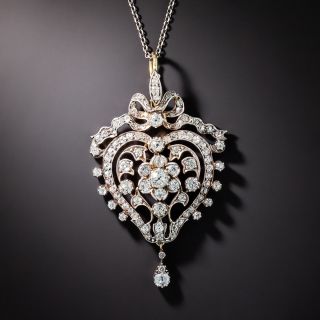 Victorian Diamond Heart Lavalière Necklace - 3