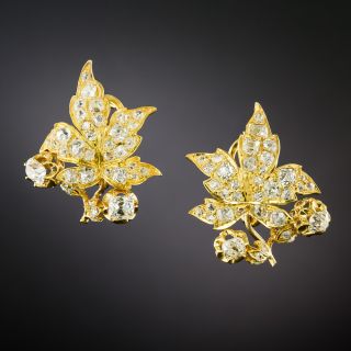 Victorian Diamond Leaf Earrings - 8