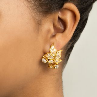 Victorian Diamond Leaf Earrings