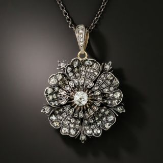 Victorian Diamond Pansy Flower Pendant - 3