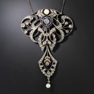 Victorian Diamond, Pearl and *Sapphire Pendant - 2