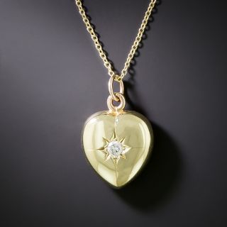 Victorian Diamond Puffed Heart Pendant - 3