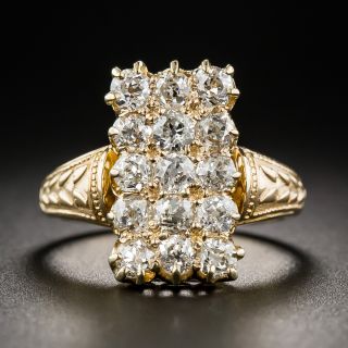 Victorian Diamond Rectangular Cluster Dinner Ring - 6