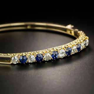 Victorian Diamond Sapphire Bangle Bracelet - 2
