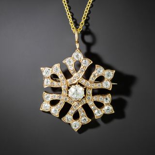 Victorian Diamond Snowflake Brooch/Pendant - 2