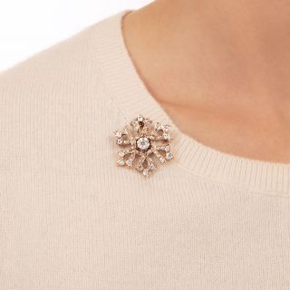 Victorian Diamond Snowflake Brooch/Pendant