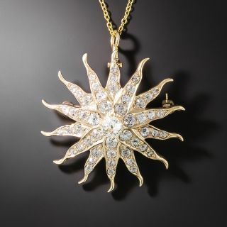 Victorian Diamond Starburst Pendant/Brooch - 2