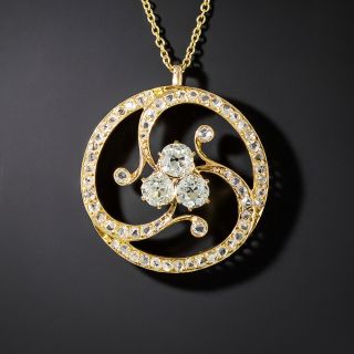 Victorian Diamond Trefoil Pendant - 2