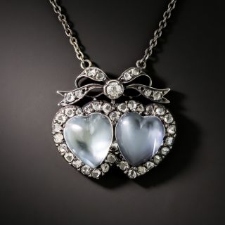 Victorian Double Moonstone Hearts Pendant - 1