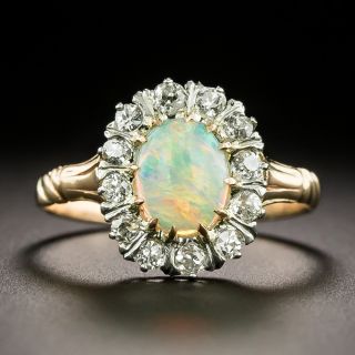 Victorian/Edwardian Opal and Diamond Halo Ring - 2