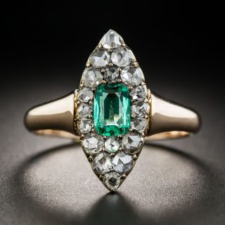 Victorian Emerald and Rose-Cut Diamond Ring
