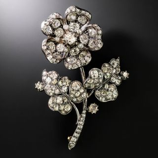 Victorian En Tremblant Diamond Flower Brooch - 2