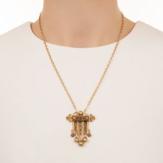 Victorian Enamel Tassel Pendant Necklace