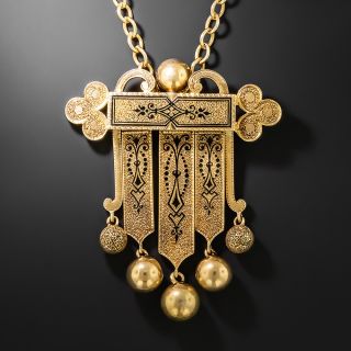 Victorian Enamel Tassel Pendant Necklace - 2