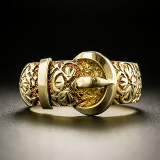 Victorian Engraved Buckle Band Ring, c.1889 - 3