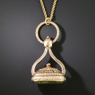 Victorian Engraved Citrine Statement Fob Necklace  - 2