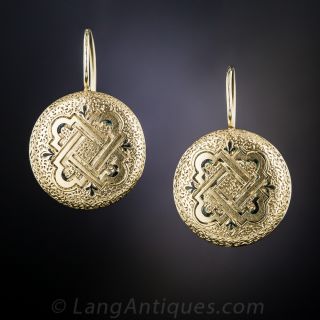 Victorian Engraved Enamel Earrings