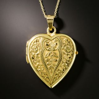 Victorian Engraved Heart-Shaped Locket Pendant - 2