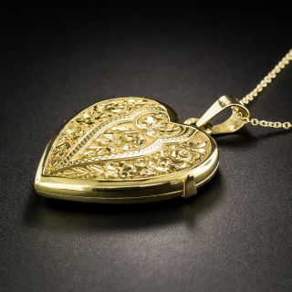 Victorian Engraved Heart-Shaped Locket Pendant