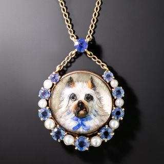 Victorian Essex Crystal Dog Portrait Pendant - 2