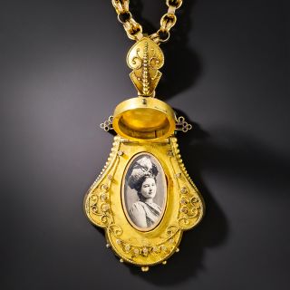 Victorian Etruscan Revival and Seed Pearl Locket