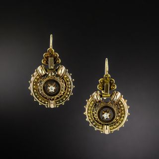 Victorian Etruscan Revival Diamond Earrings - 2